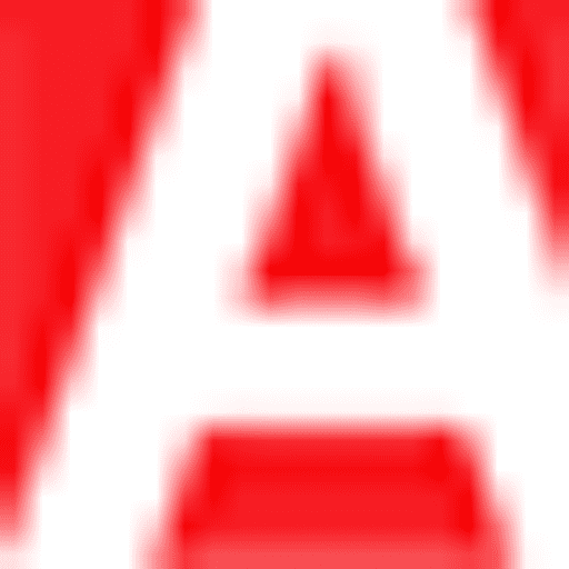 A red and white logo of the letter a.